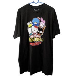 My Hero Academia Hello Kitty and Friends T Shirt size XL Adult Black Graphic
